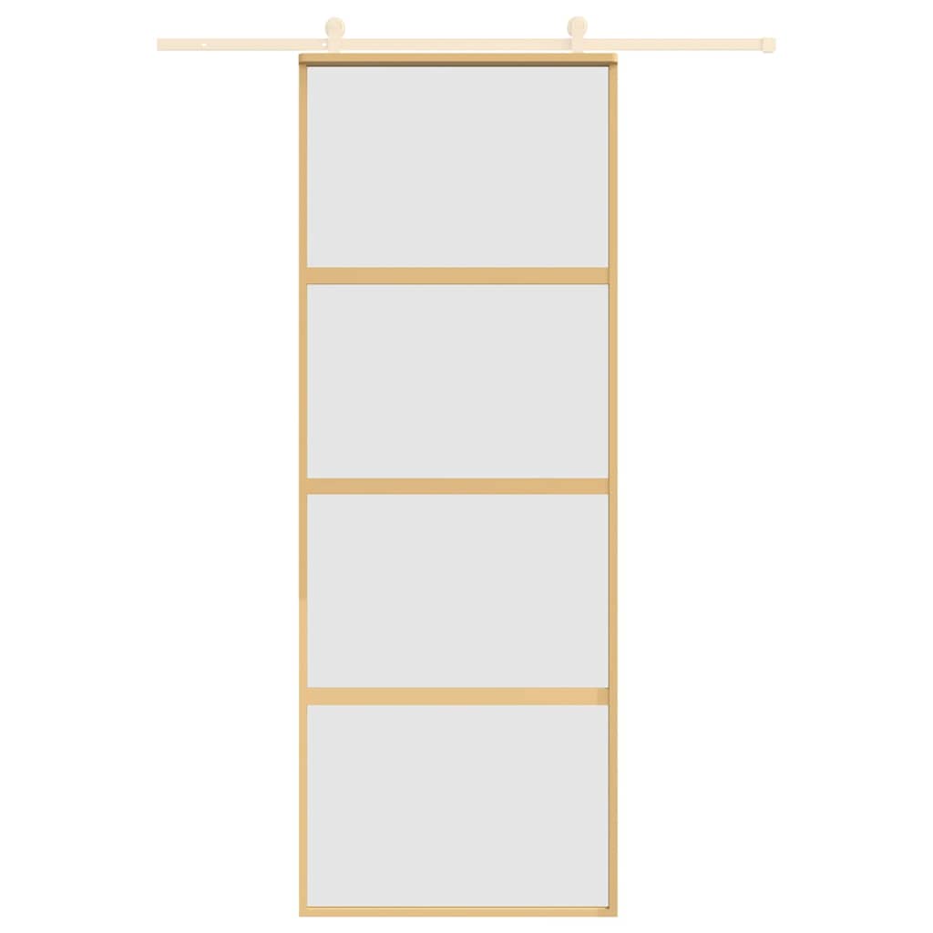 Vidaxx Schiebetür 76x205 cm ESG-Glas matt und Aluminium goldfarben