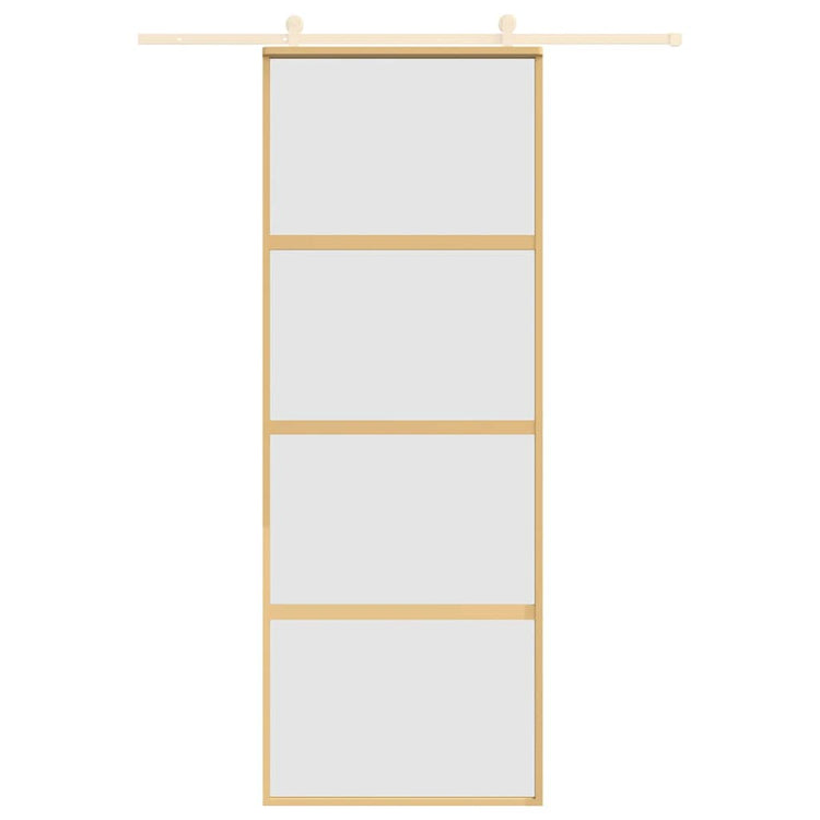 Vidaxx Schiebetür 76x205 cm ESG-Glas matt und Aluminium goldfarben