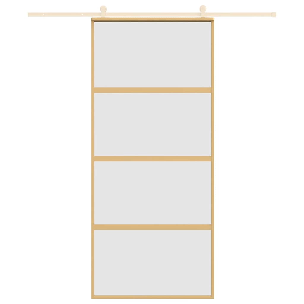 Vidaxx Schiebetür 90x205 cm ESG-Glas matt und Aluminium goldfarben