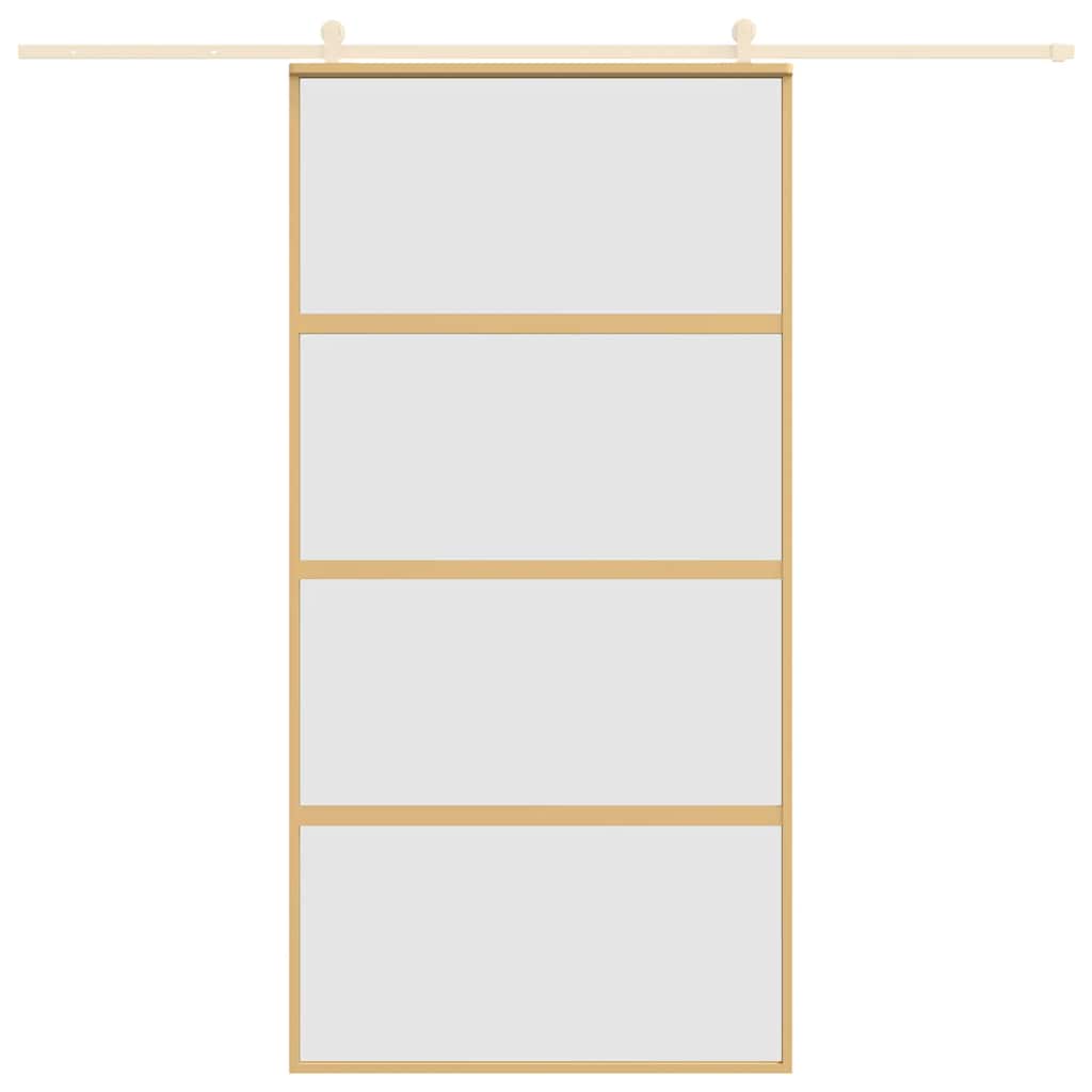 VIDAXL -Schiebetür 102,5 x 205 cm mattes ESG -Glas und Aluminium Gold gefärbt