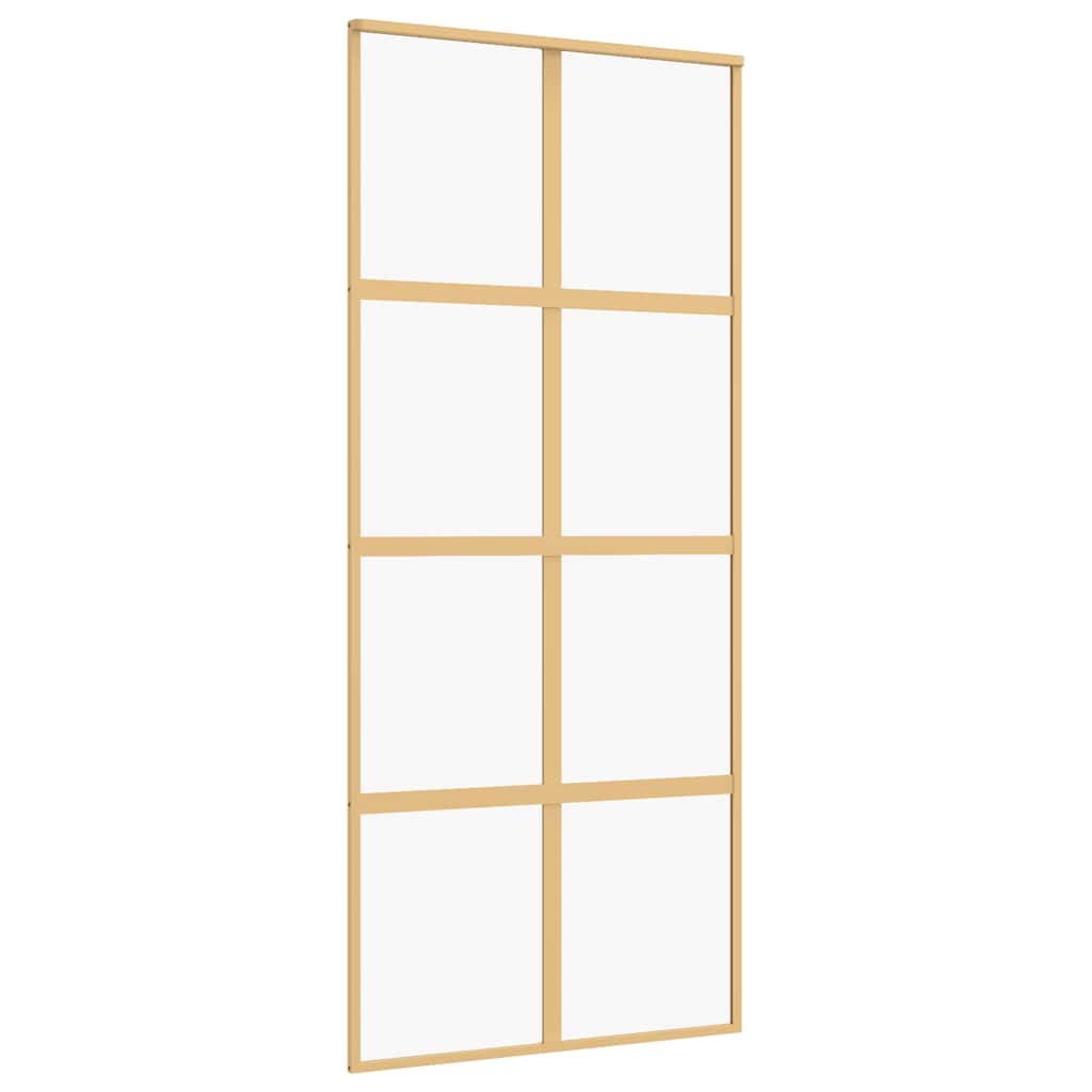 Vidaxl Schiebetür 90x205 cm klares ESG -Glas und Aluminium Gold gefärbt