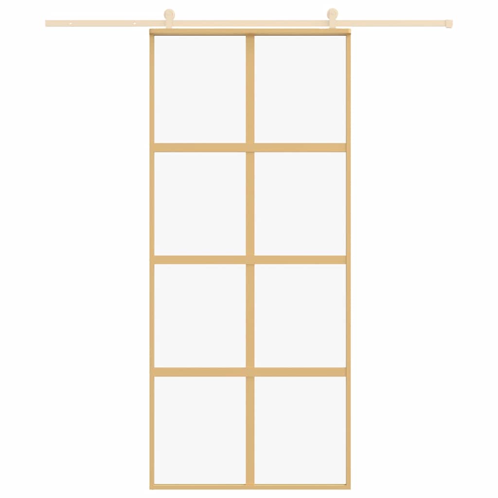 Vidaxl Schiebetür 90x205 cm klares ESG -Glas und Aluminium Gold gefärbt