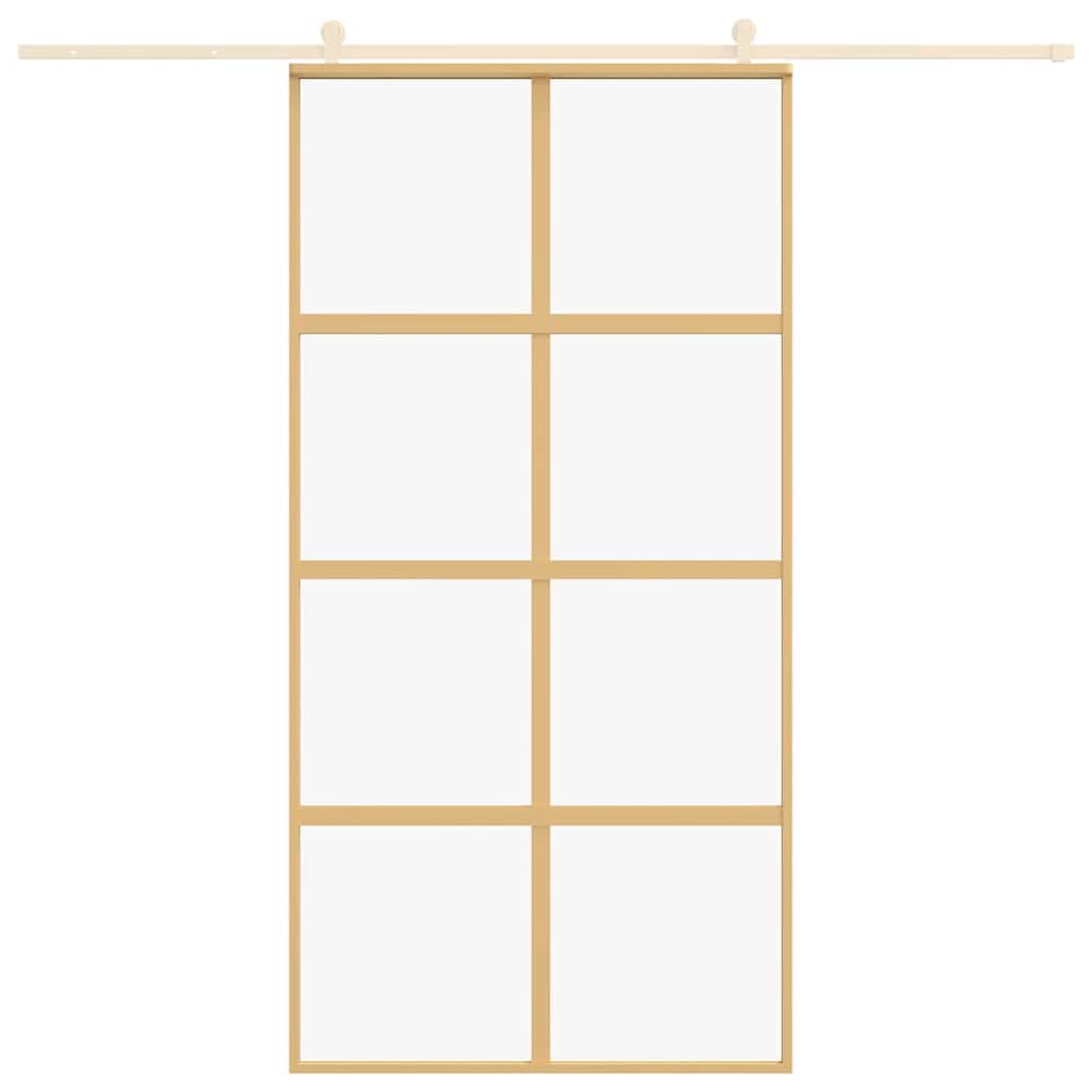 VIDAXL -Schiebetür 102,5 x 205 cm klares ESG -Glas- und Aluminiumgoldfarbe