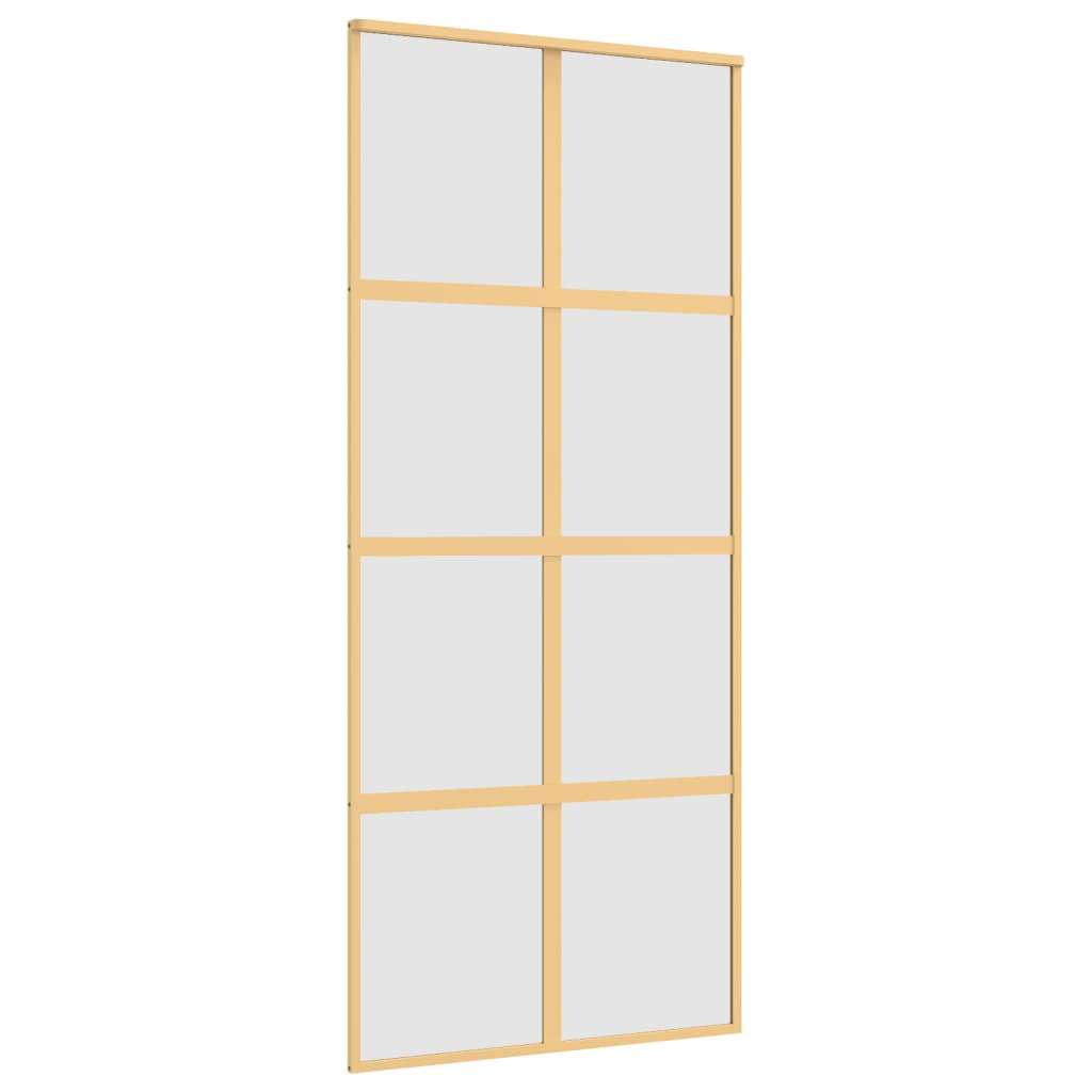 Vidaxl Schiebetür 90x205 cm mattes ESG -Glas und Aluminium Gold gefärbt