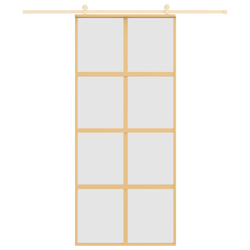 Vidaxl Schiebetür 90x205 cm mattes ESG -Glas und Aluminium Gold gefärbt