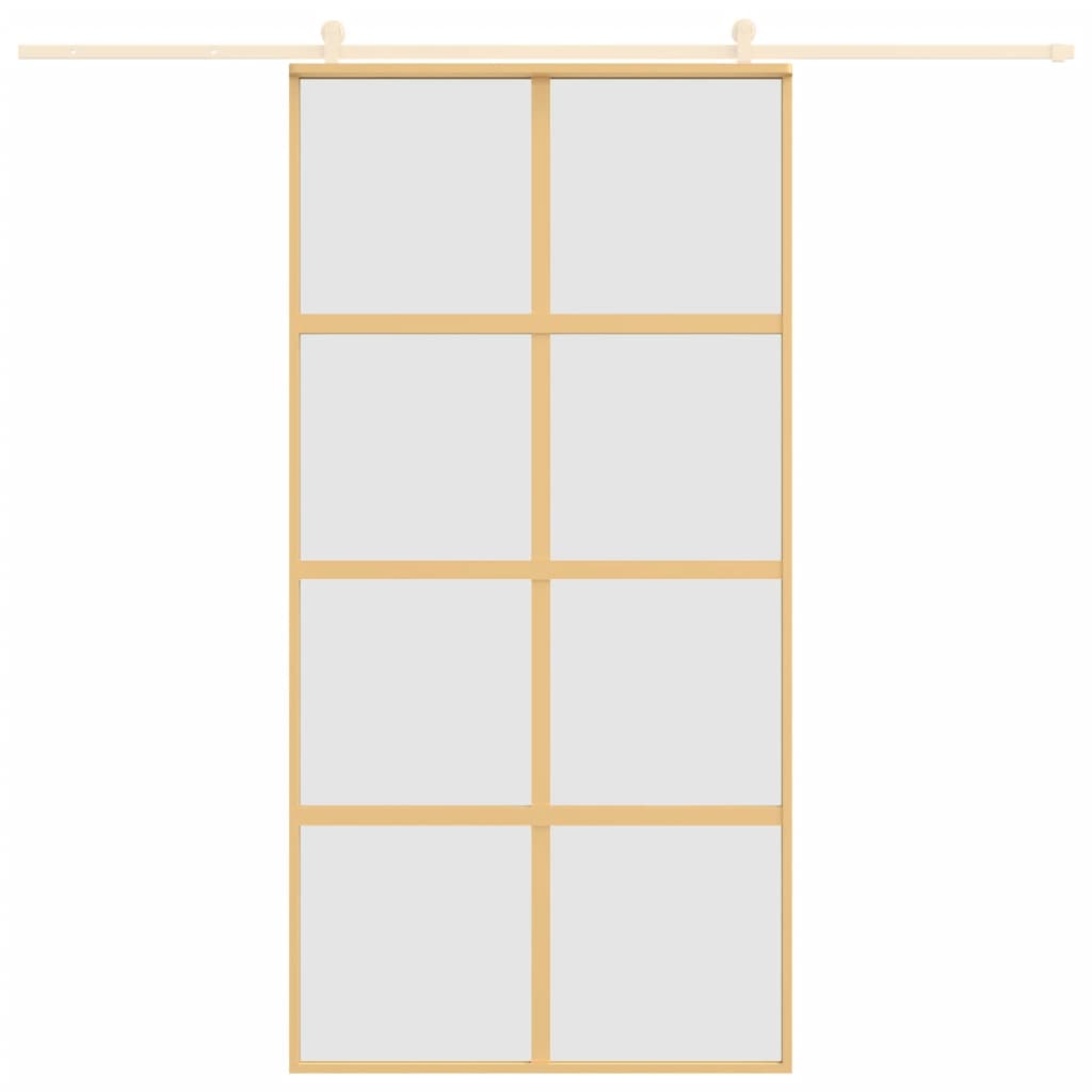 VIDAXL -Schiebetür 102,5 x 205 cm mattes ESG -Glas und Aluminium Gold gefärbt