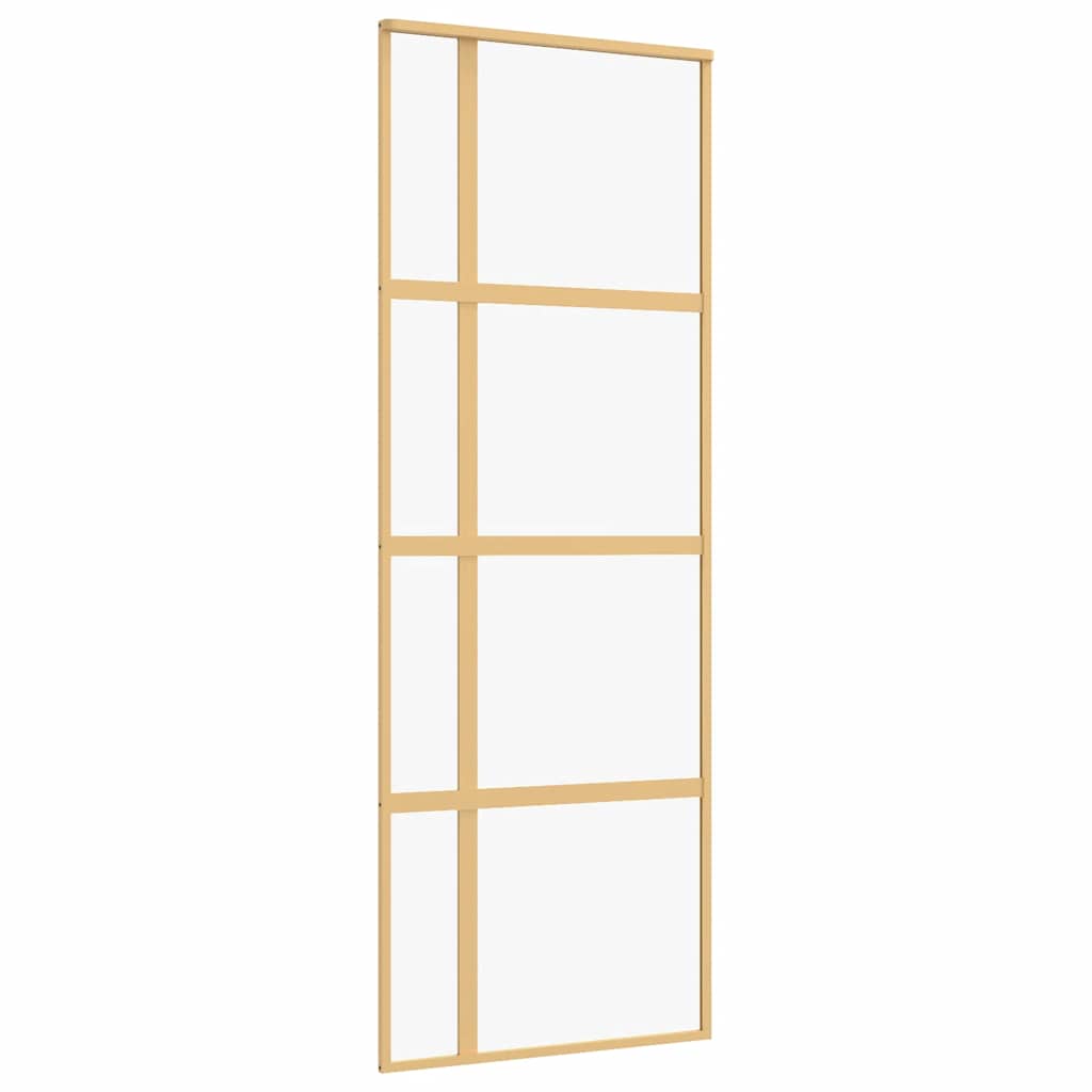 VIDAXL -Schiebetür 76x205 cm klares ESG -Glas und Aluminium Gold gefärbt