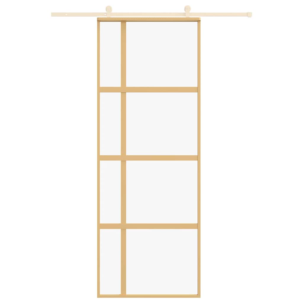 VIDAXL -Schiebetür 76x205 cm klares ESG -Glas und Aluminium Gold gefärbt