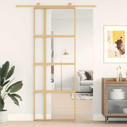 VIDAXL -Schiebetür 76x205 cm klares ESG -Glas und Aluminium Gold gefärbt - afbeelding 1