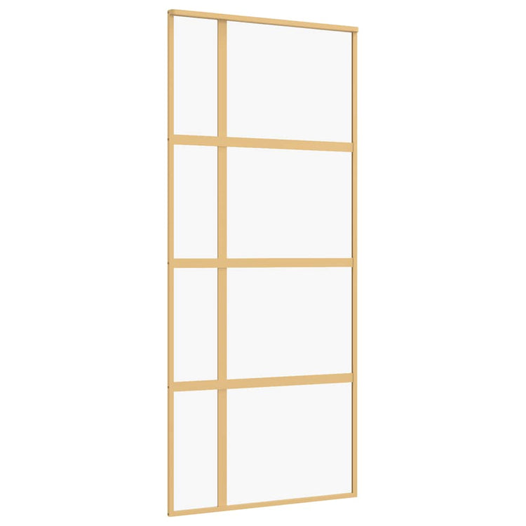 Vidaxl Schiebetür 90x205 cm klares ESG -Glas und Aluminium Gold gefärbt