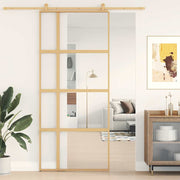 Vidaxl Schiebetür 90x205 cm klares ESG -Glas und Aluminium Gold gefärbt - afbeelding 1