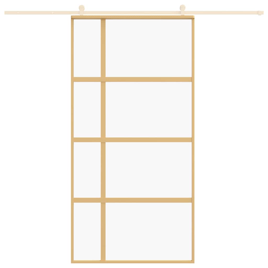 VIDAXL -Schiebetür 102,5 x 205 cm klares ESG -Glas- und Aluminiumgoldfarbe