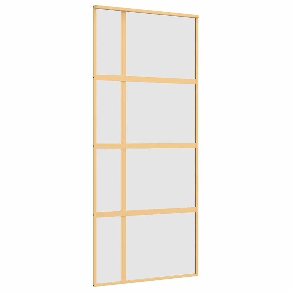 Vidaxl Schiebetür 90x205 cm mattes ESG -Glas und Aluminium Gold gefärbt