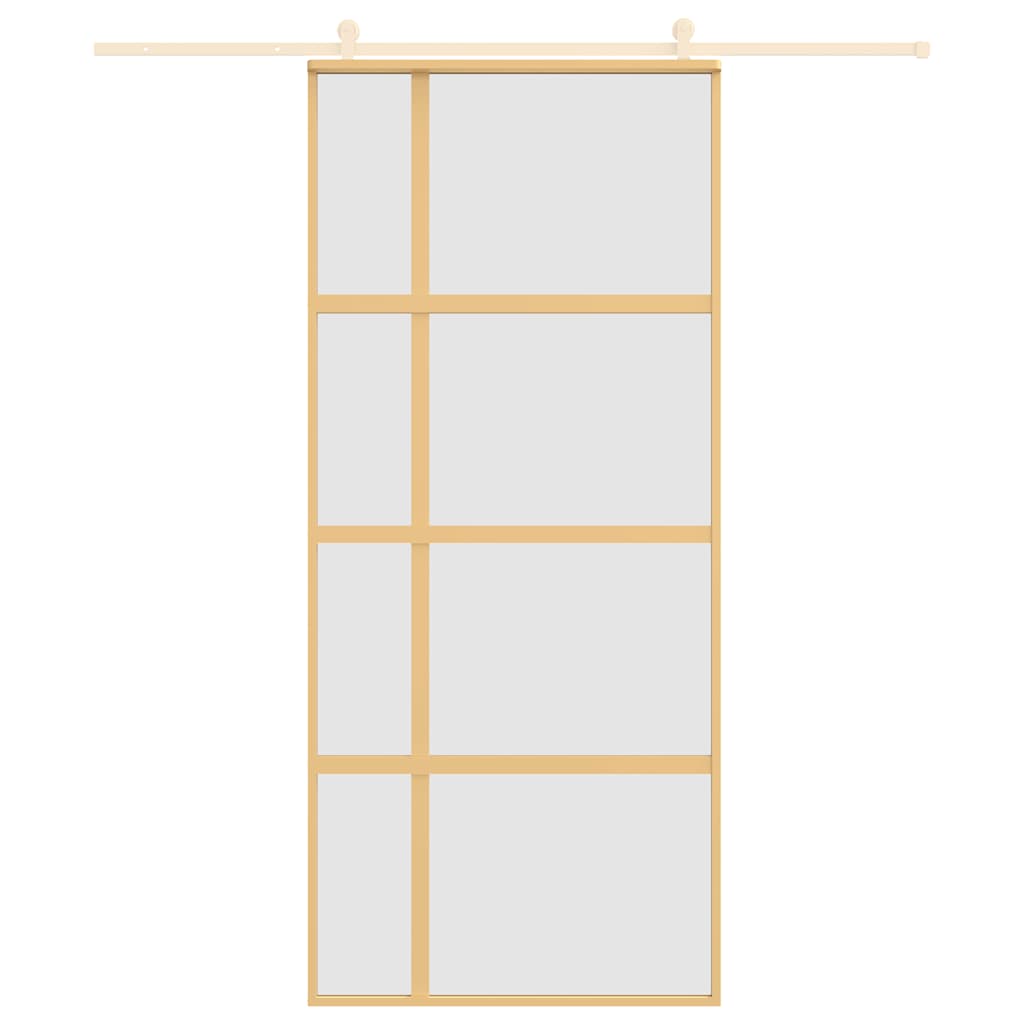 Vidaxl Schiebetür 90x205 cm mattes ESG -Glas und Aluminium Gold gefärbt