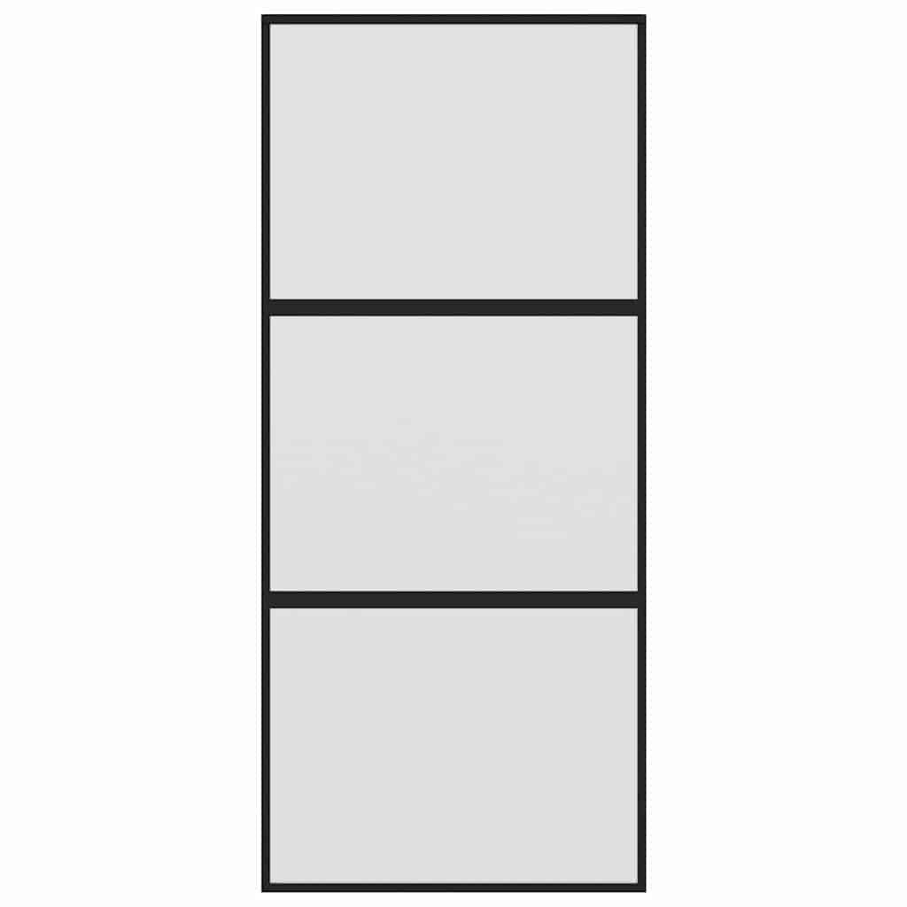Vidaxl Schiebetür 90x205 cm gehärtetes Glas und Aluminiumschwarz