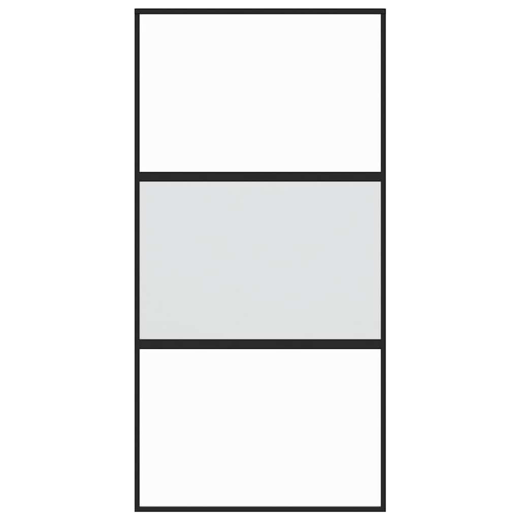 Vidaxl Schiebetür 102,5 x 205 cm gehärtetes Glas und Aluminiumschwarz