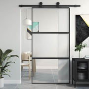 Vidaxl Schiebetür 102,5 x 205 cm gehärtetes Glas und Aluminiumschwarz - afbeelding 1