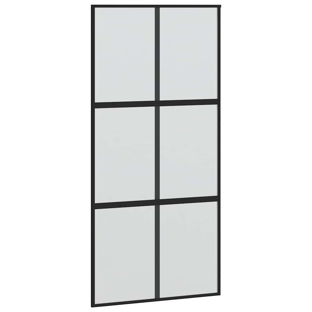 Vidaxl Schiebetür 102,5 x 205 cm gehärtetes Glas und Aluminiumschwarz