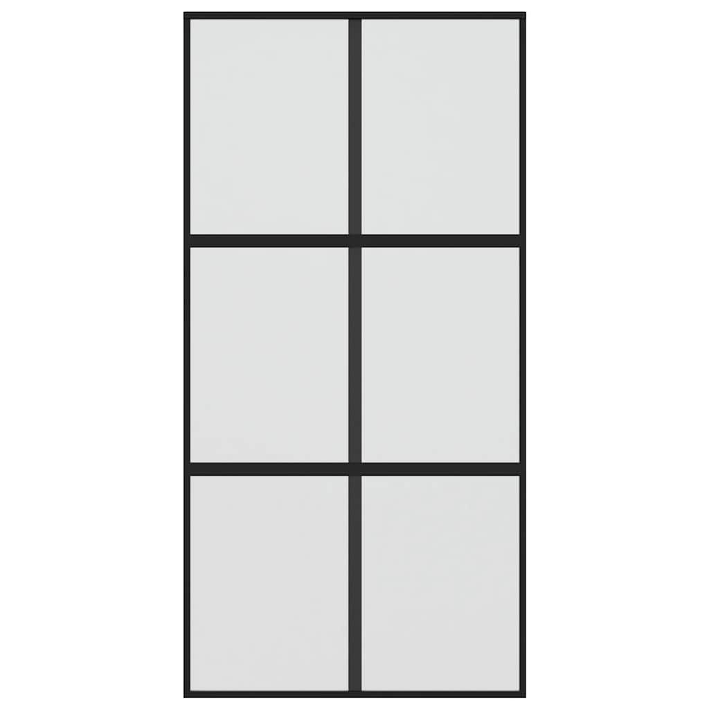 Vidaxl Schiebetür 102,5 x 205 cm gehärtetes Glas und Aluminiumschwarz