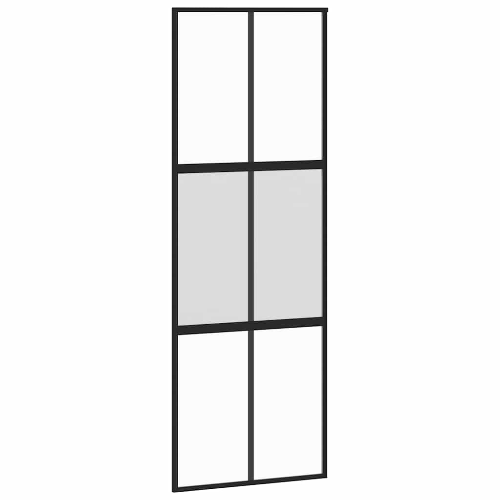 Vidaxl Schiebetür 76x205 cm gehärtetes Glas und Aluminiumschwarz
