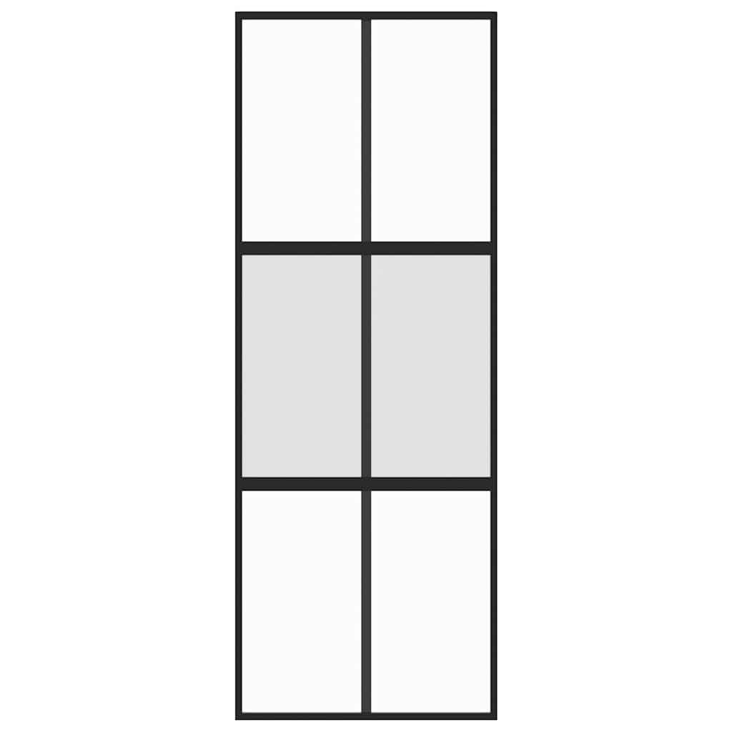 Vidaxl Schiebetür 76x205 cm gehärtetes Glas und Aluminiumschwarz