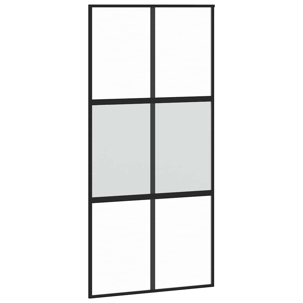 Vidaxx Schiebetür 102,5x205 cm Hartglas und Aluminium schwarz