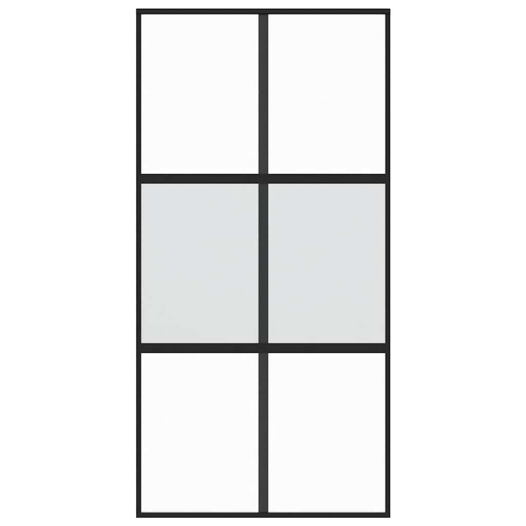 Vidaxx Schiebetür 102,5x205 cm Hartglas und Aluminium schwarz