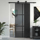 Vidaxx Schiebetür 90x205 cm Hartglas und Aluminium schwarz