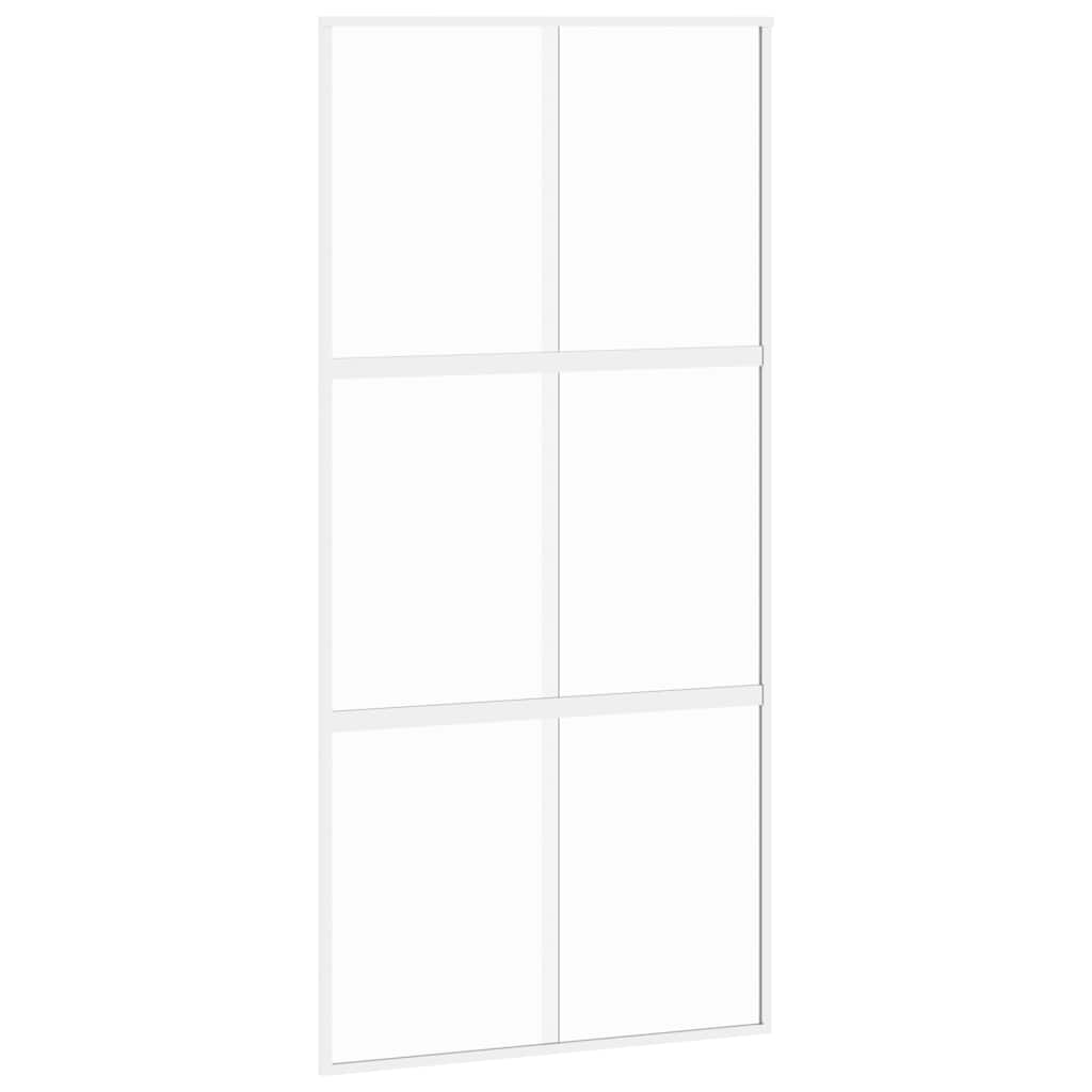Vidaxl Schiebetür 102,5 x 205 cm gehärtetes Glas und Aluminium weiß