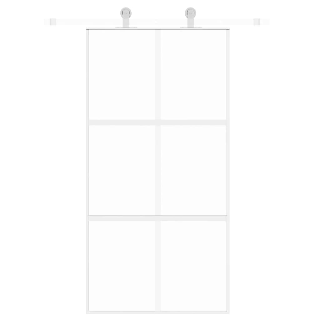 Vidaxl Schiebetür 102,5 x 205 cm gehärtetes Glas und Aluminium weiß