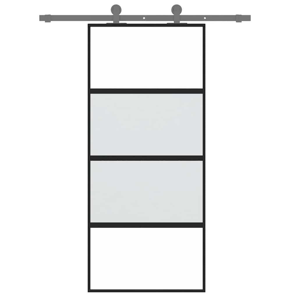 Vidaxl Schiebetür 90x205 cm gehärtetes Glas und Aluminiumschwarz