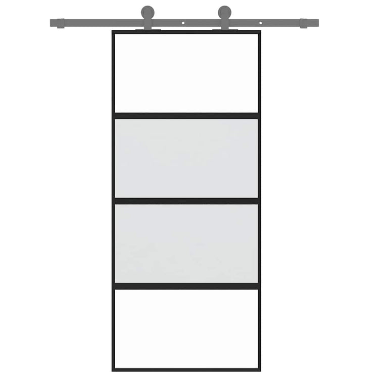 Vidaxl Schiebetür 90x205 cm gehärtetes Glas und Aluminiumschwarz