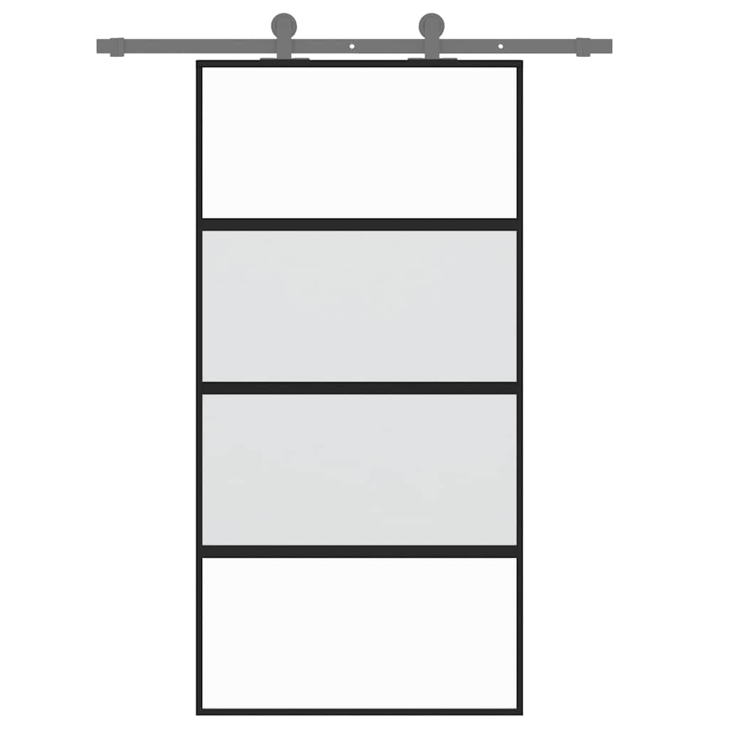 Vidaxx Schiebetür 102,5x205 cm Hartglas und Aluminium schwarz