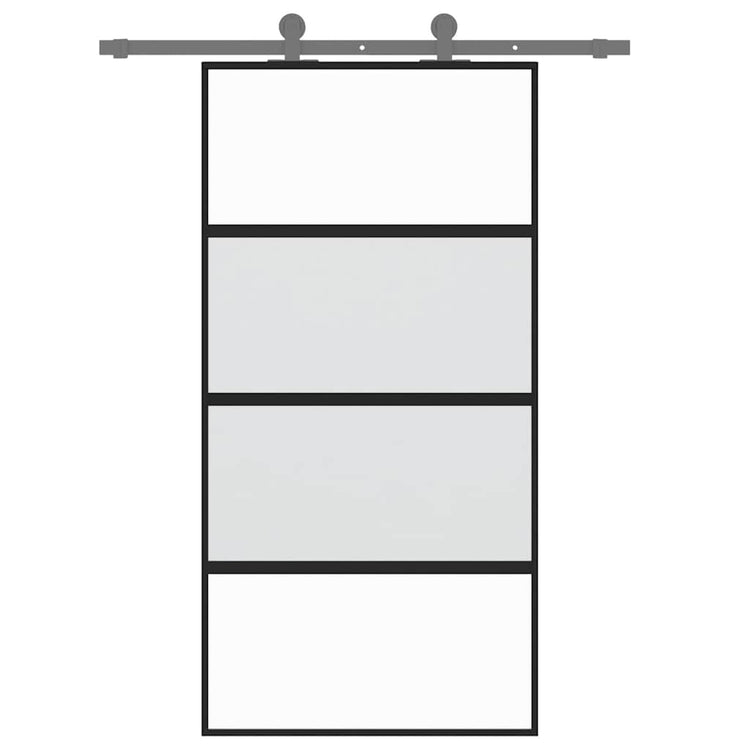 Vidaxx Schiebetür 102,5x205 cm Hartglas und Aluminium schwarz