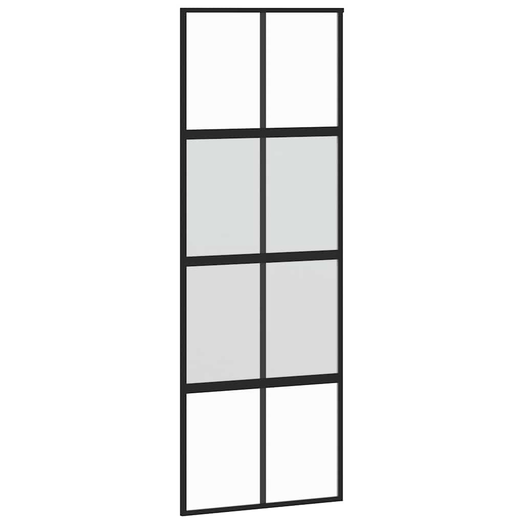Vidaxl Schiebetür 76x205 cm gehärtetes Glas und Aluminiumschwarz