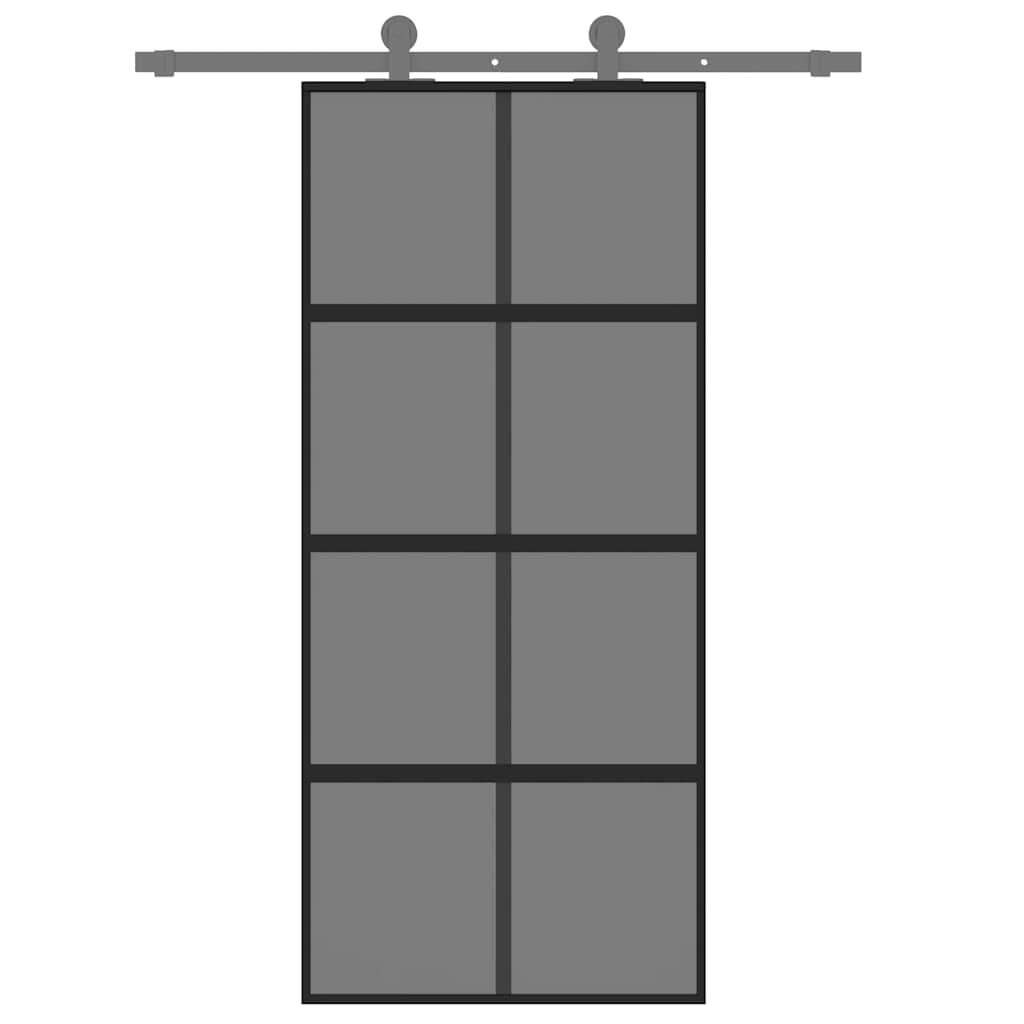 Vidaxx Schiebetür 90x205 cm Hartglas und Aluminium schwarz