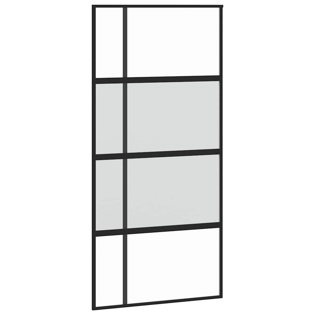 Vidaxl Schiebetür 102,5 x 205 cm gehärtetes Glas und Aluminiumschwarz