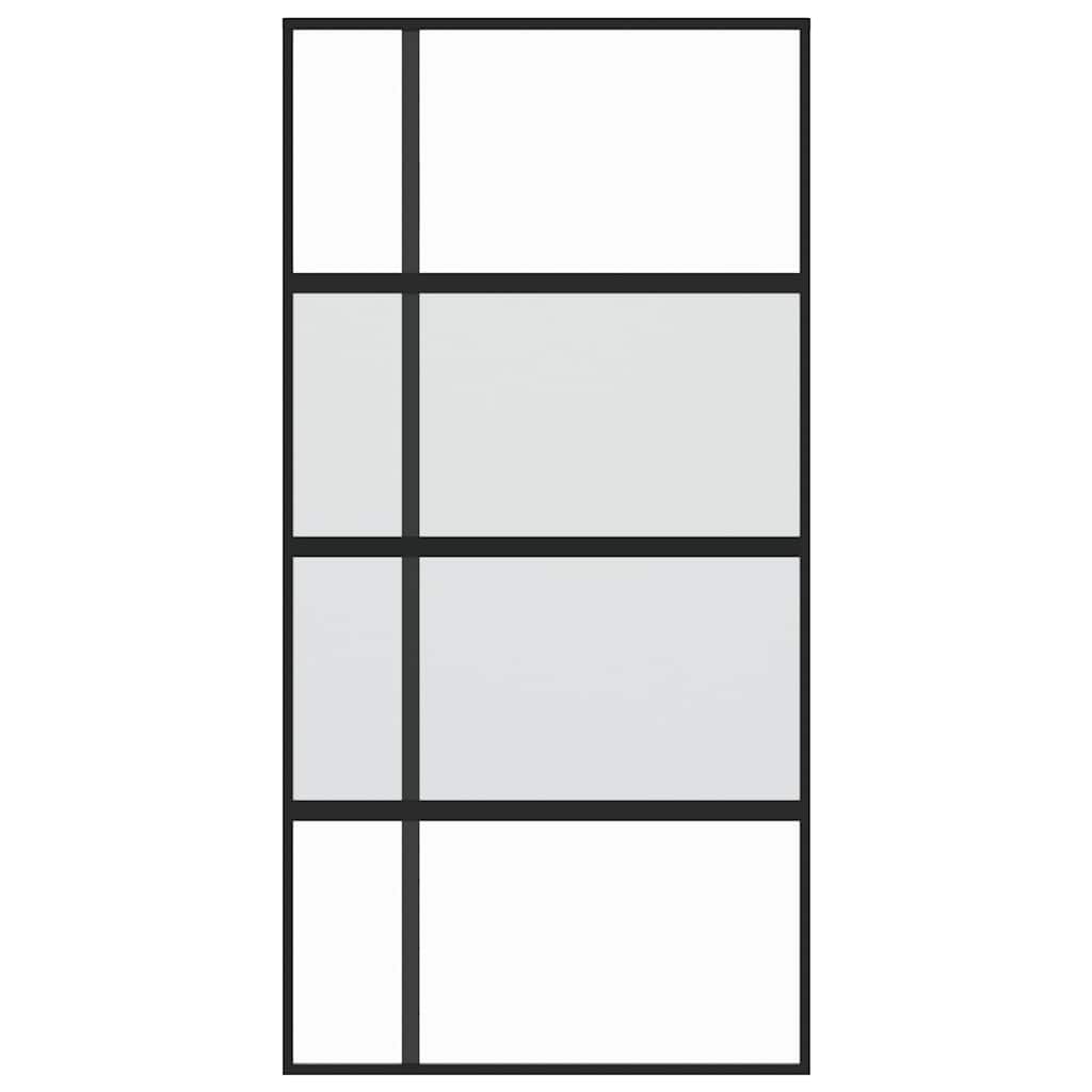 Vidaxl Schiebetür 102,5 x 205 cm gehärtetes Glas und Aluminiumschwarz