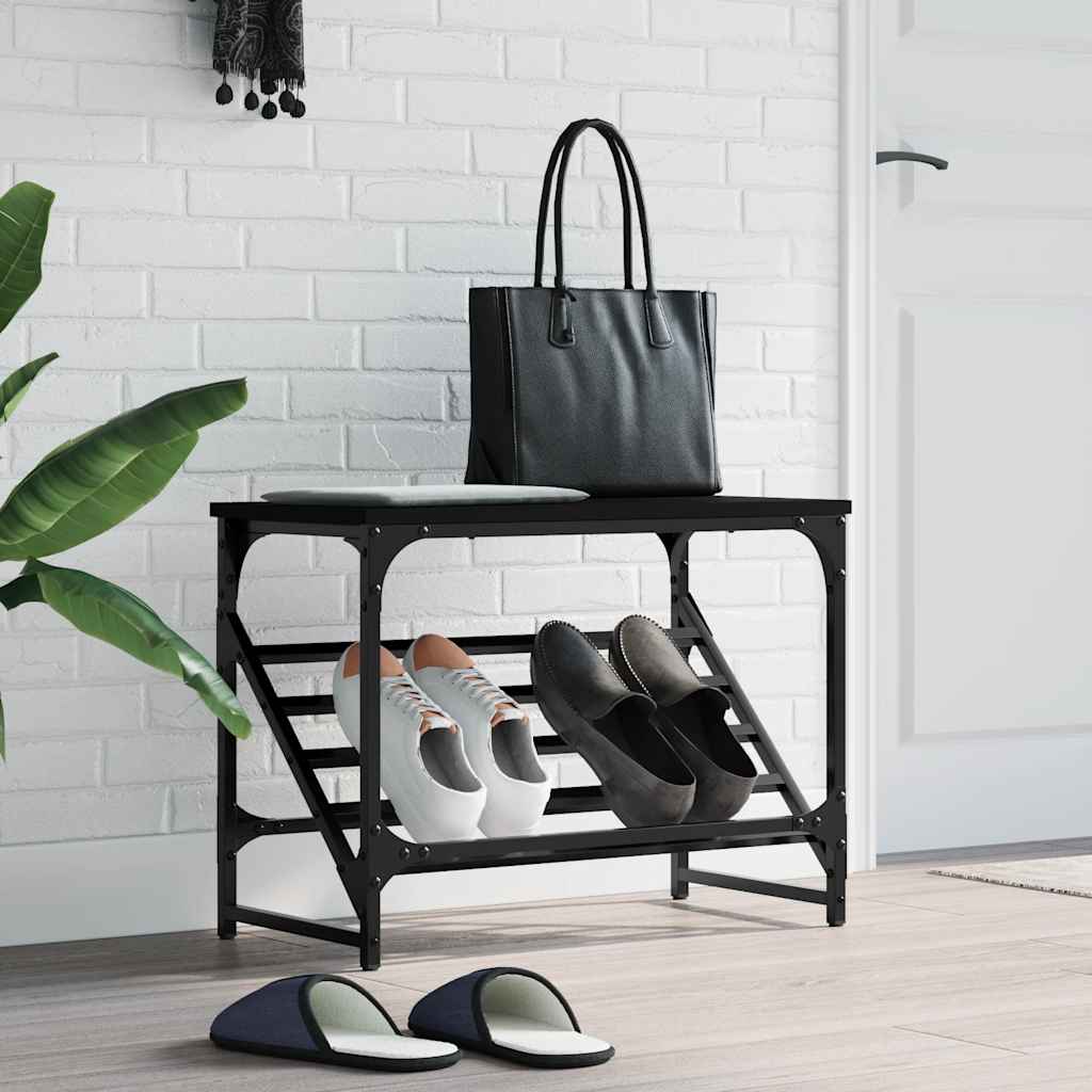 VIDAXL -Schuhregal 60x30x45 cm verarbeitetes Holz schwarz
