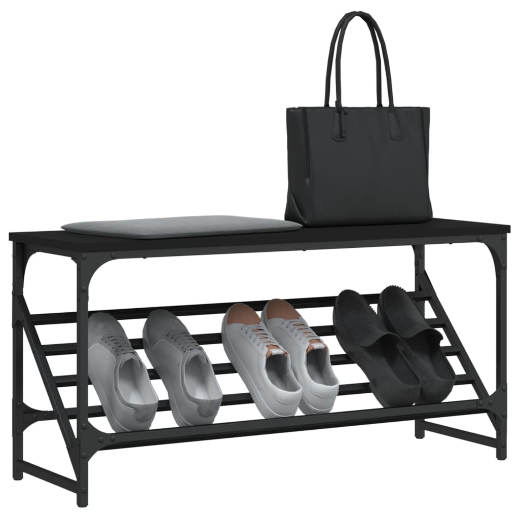 VIDAXL -Schuhregal 90x30x45 cm verarbeitetes Holz schwarz