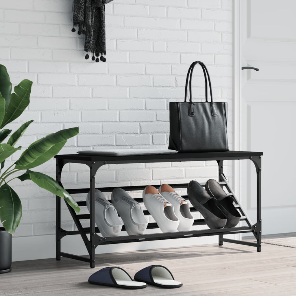 VIDAXL -Schuhregal 90x30x45 cm verarbeitetes Holz schwarz
