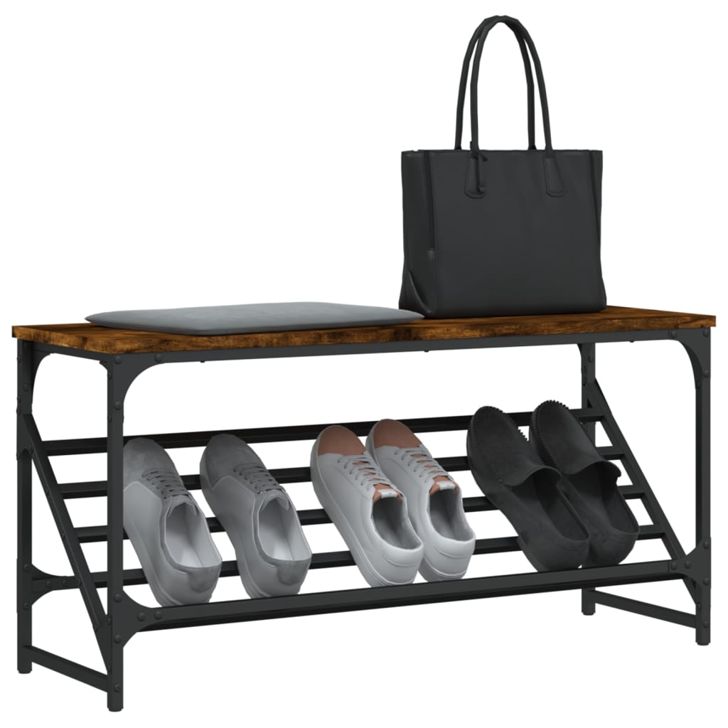 VIDAXL -Schuhregal 90x30x45 cm verarbeitete Holzgeräuchel -Eiche gefärbt
