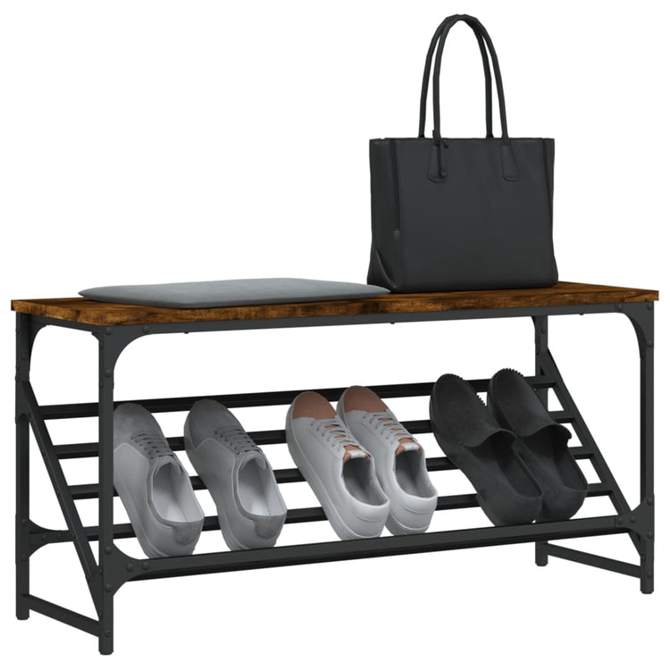 VIDAXL -Schuhregal 90x30x45 cm verarbeitete Holzgeräuchel -Eiche gefärbt