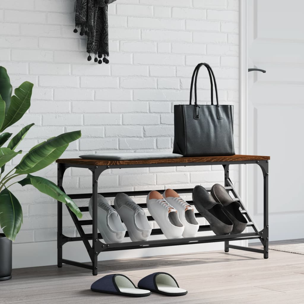 VIDAXL -Schuhregal 90x30x45 cm verarbeitete Holzbraune Eiche Farbe