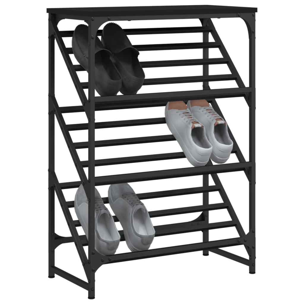 VIDAXL -Schuhregal 60x30x85 cm verarbeitetes Holz schwarz