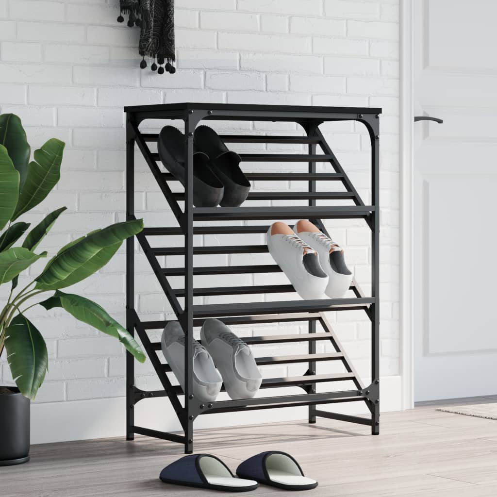 VIDAXL -Schuhregal 60x30x85 cm verarbeitetes Holz schwarz