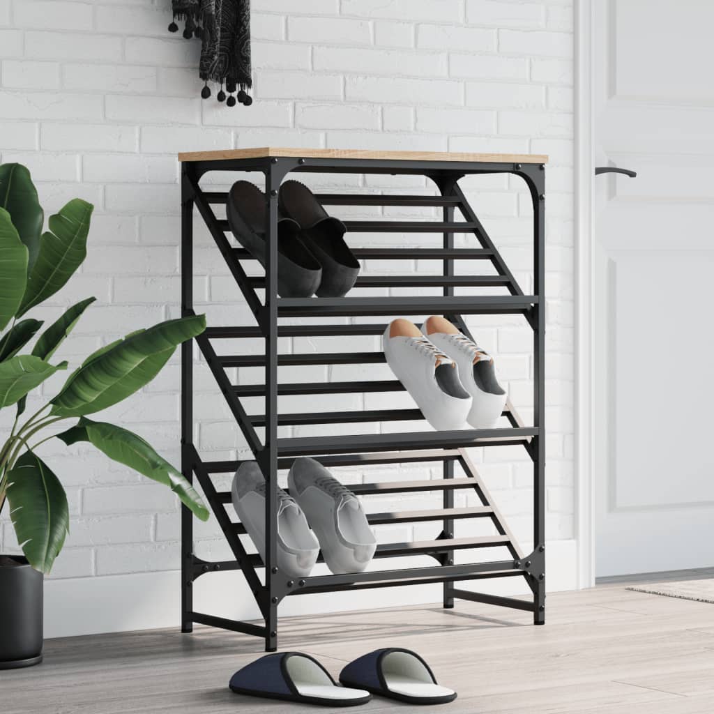 VIDAXL -Schuhregal 60x30x85 cm verarbeitetes Holz Sonoma Eiche gefärbt