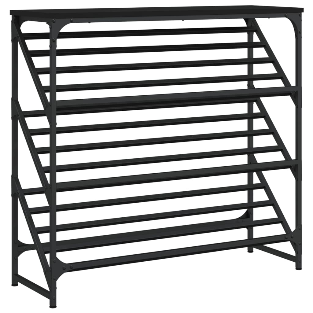VIDAXL -Schuhregal 90x30x85 cm verarbeitetes Holz schwarz