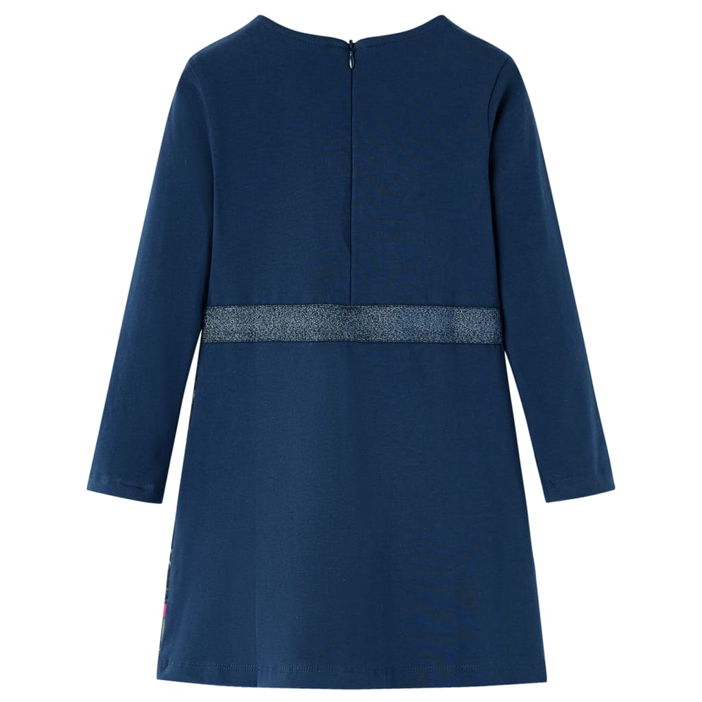 VidaXL Kinderkleid mit langen Ärmeln 128 Marineblau