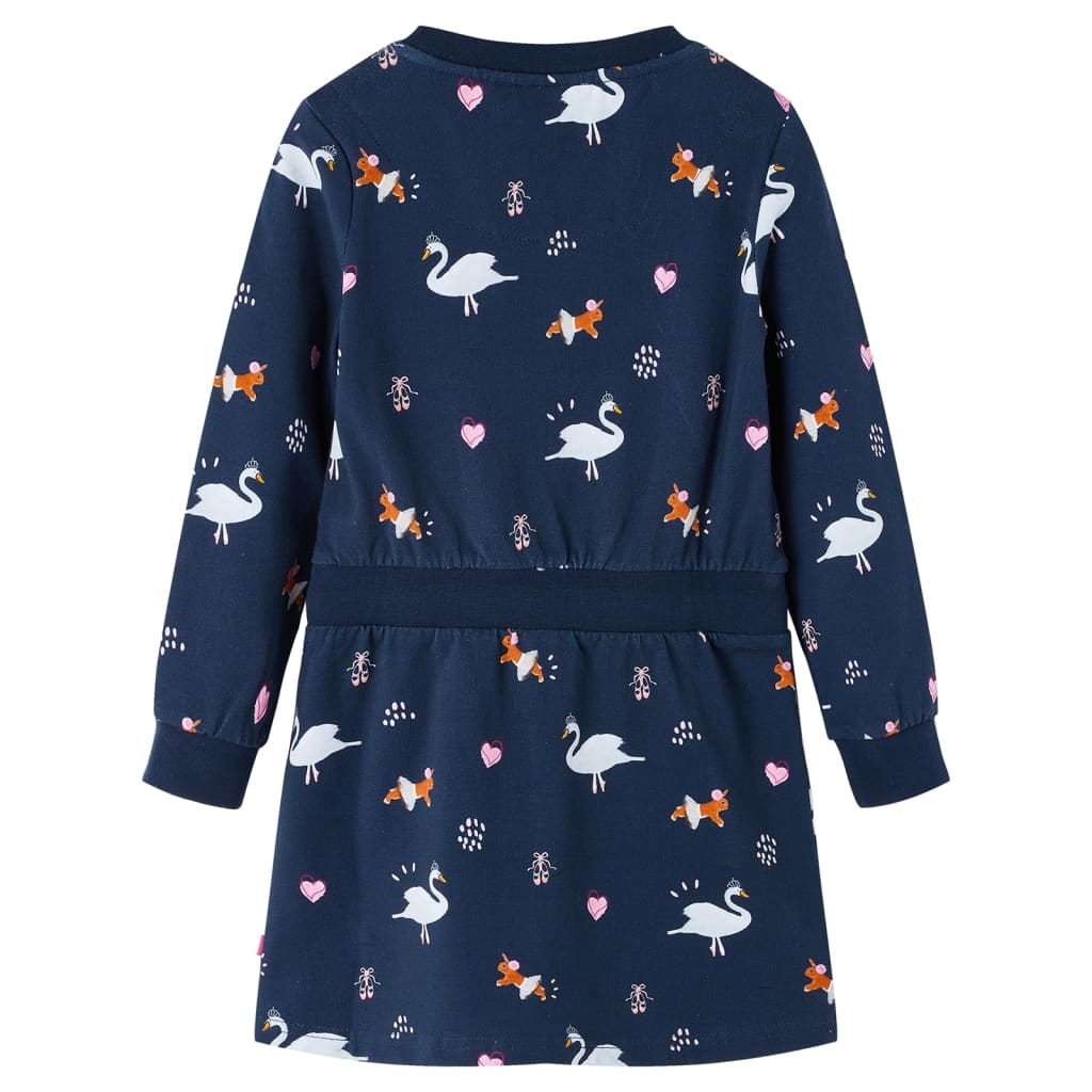 VidaXL Kinderkleid mit langen Ärmeln 128 Marineblau